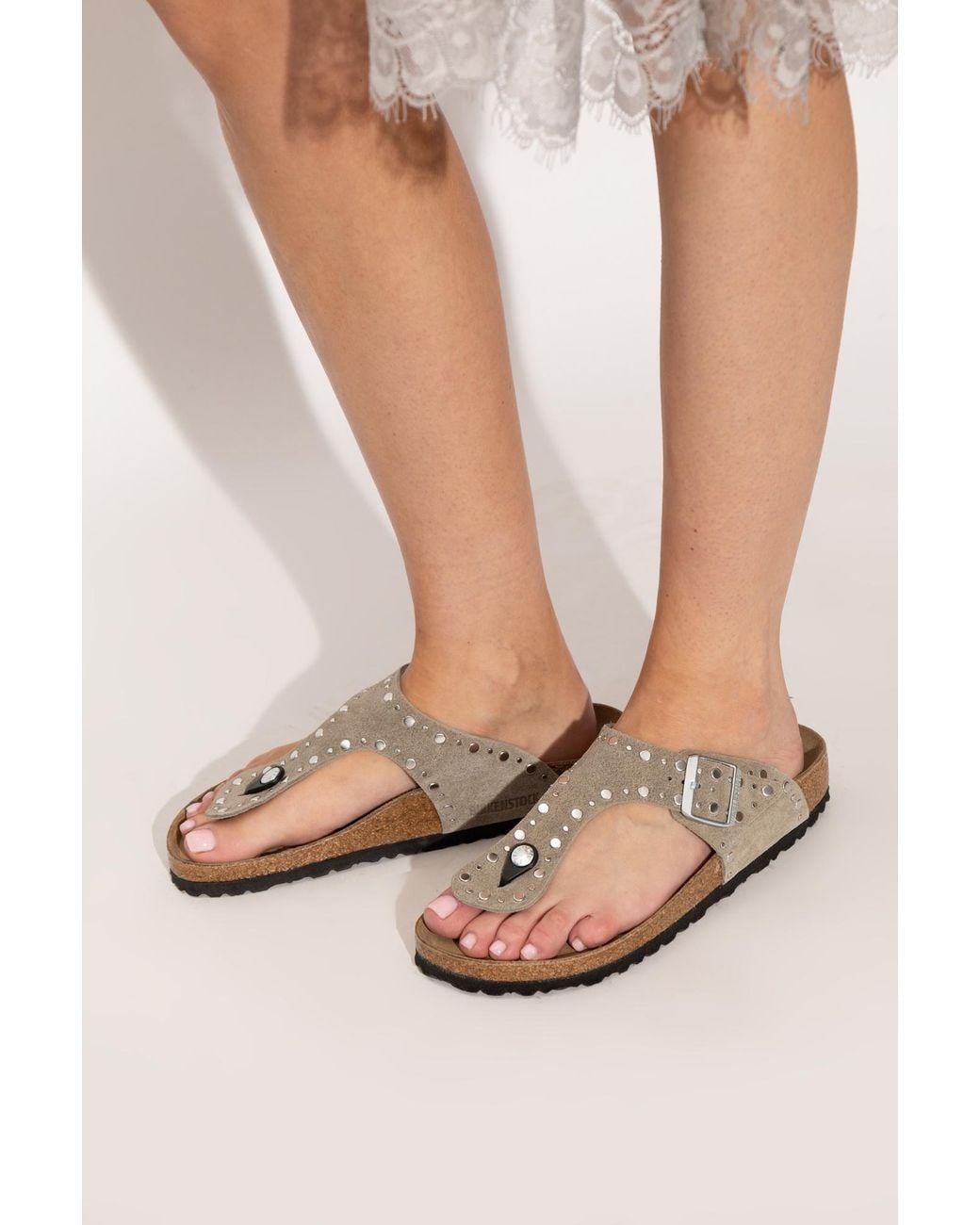 Birkenstock Natural 'Gizeh Rivet Border' Flip-Flops