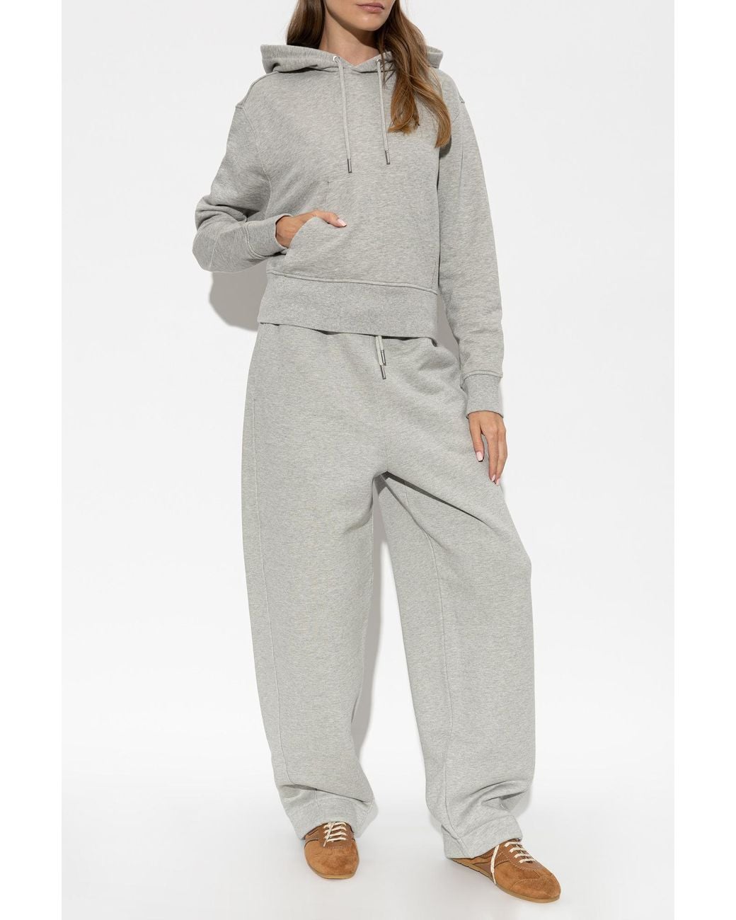 AMI Gray Cotton Sweatshirt With Embroidered Logo