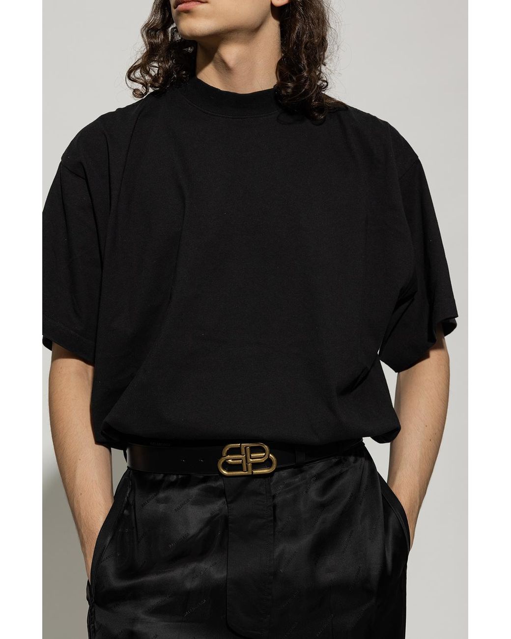 Balenciaga Black Leather Belt With Logo for men