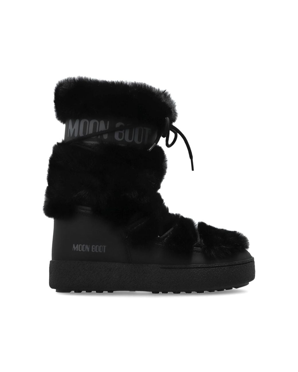 Moon Boot Black Snow Boots 'Mb Ltrack Faux Fur High Wp'