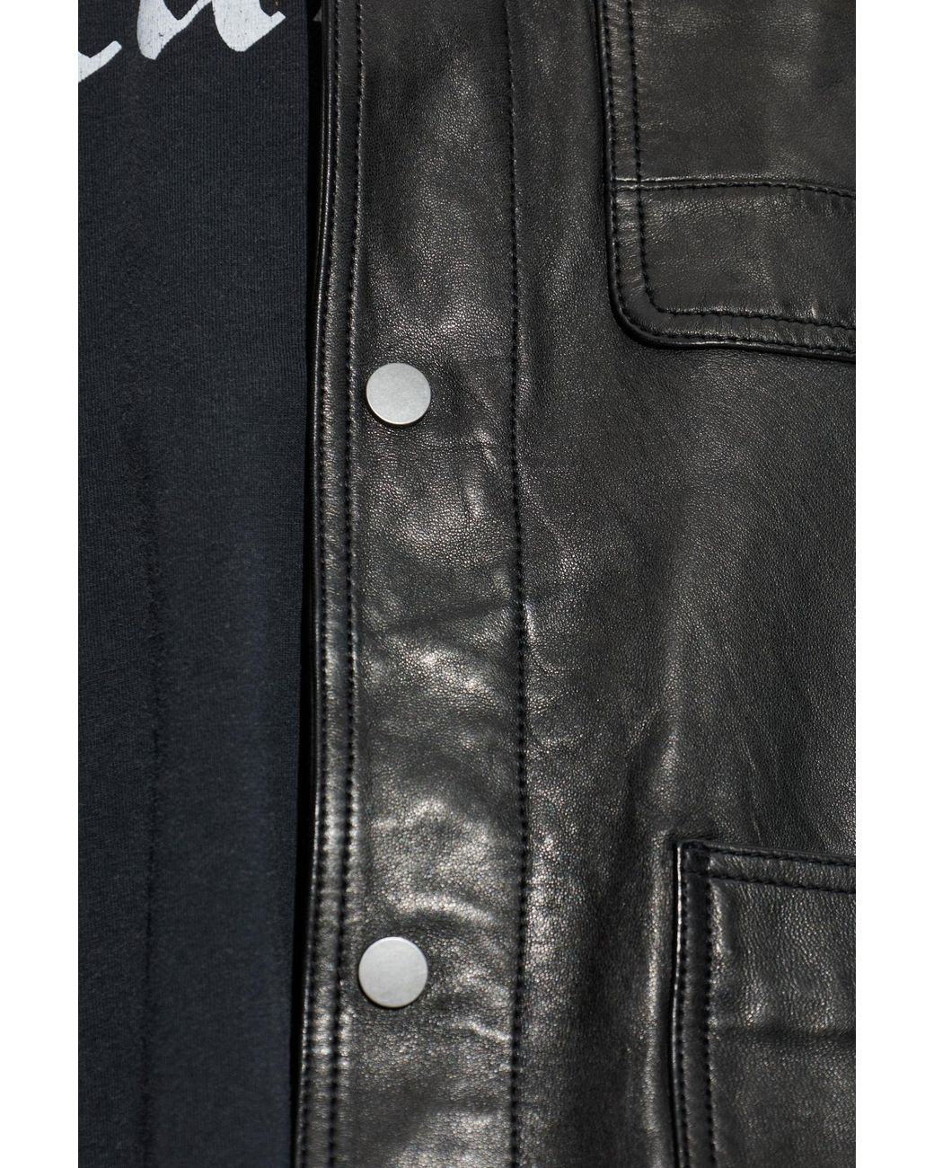 AllSaints Black Leather Jacket "Saxon" for men