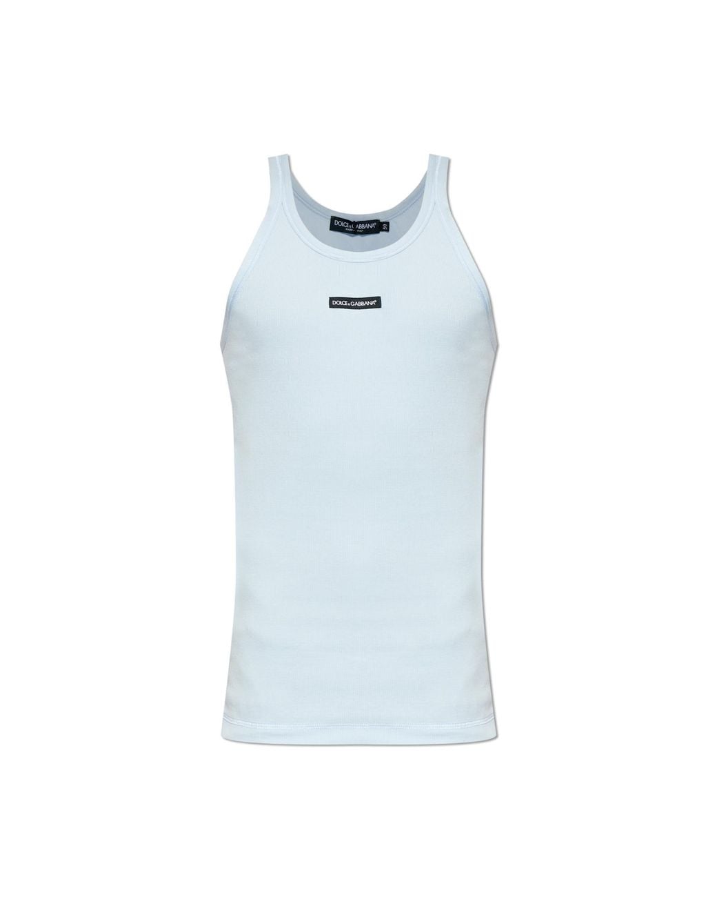 Dolce & Gabbana Blue Ribbed Sleeveless Top for men