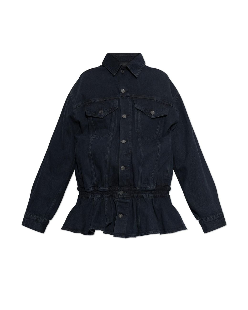 Agolde Blue Denim Jacket With Peplum