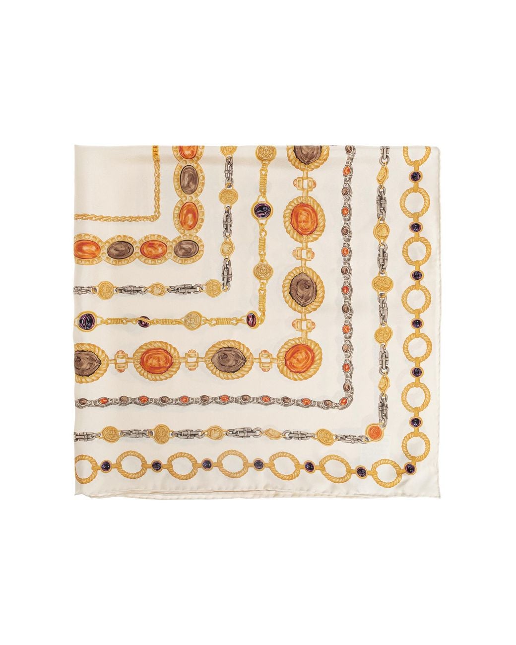 Versace Natural Silk Scarf With "The Lover" Print