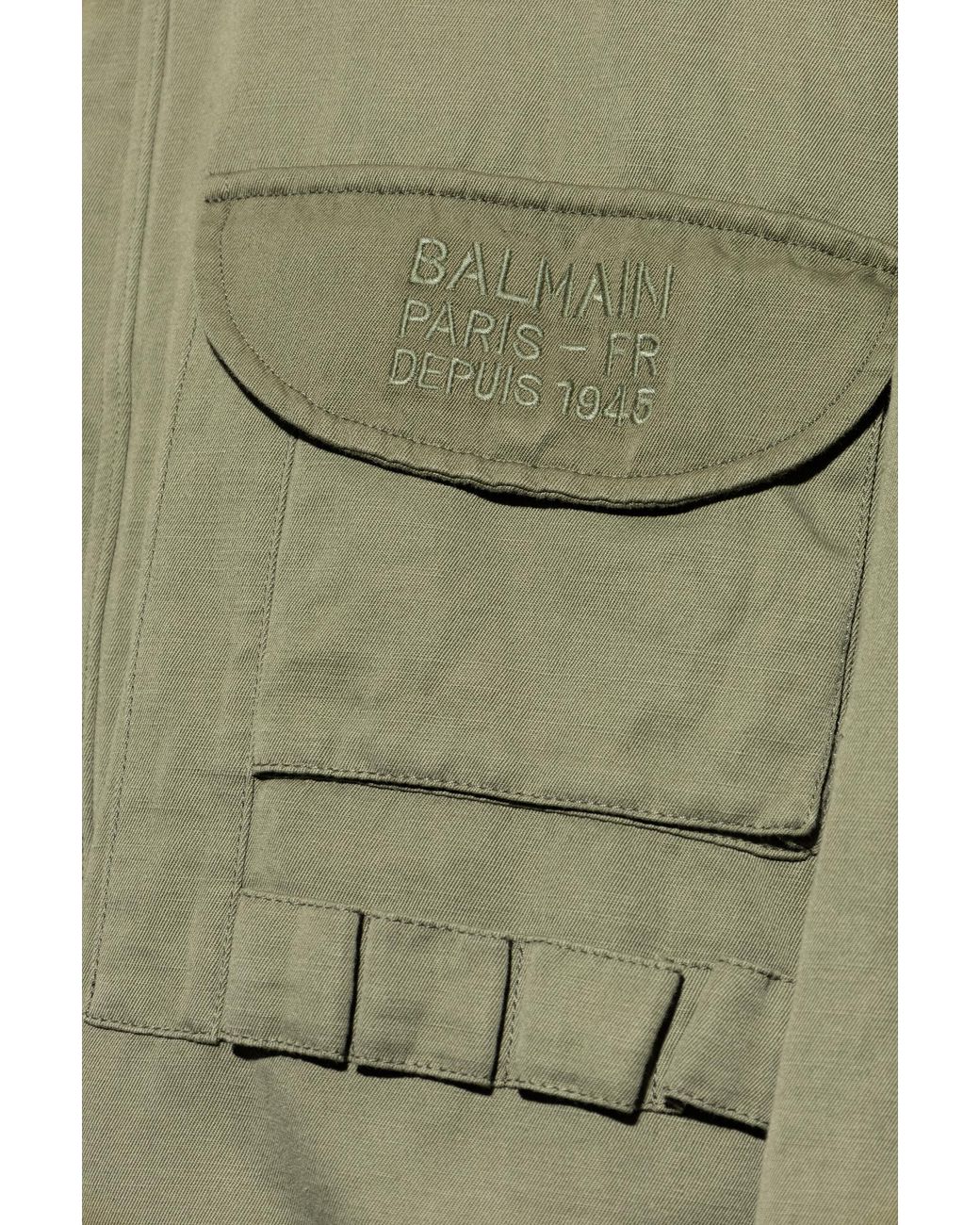 Balmain Green Jacket With Pockets for men