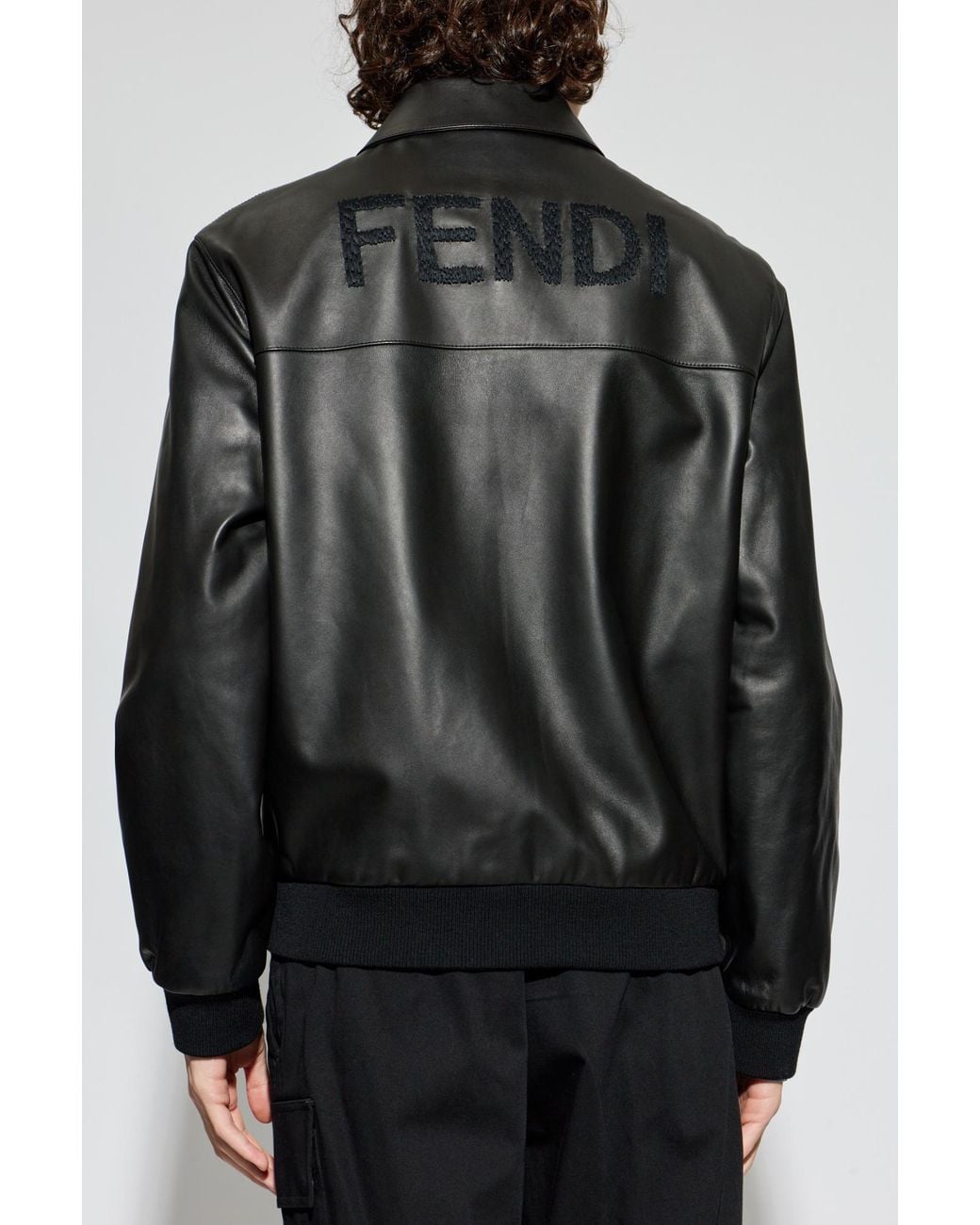 Fendi Black Leather Jacket for men