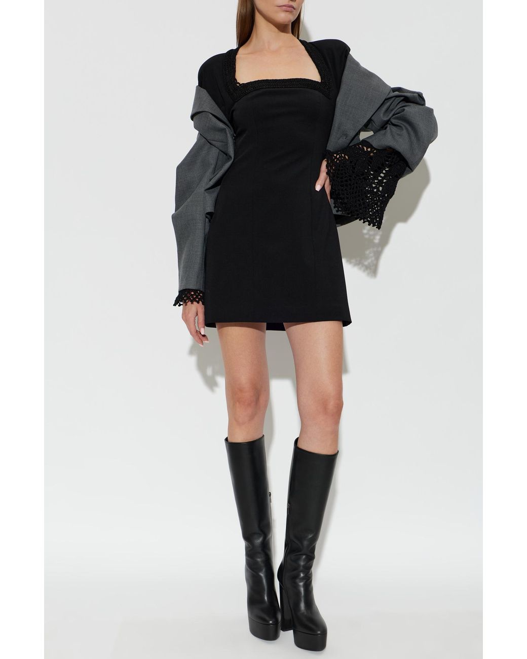 The Mannei Black Crochet-Trim Dress