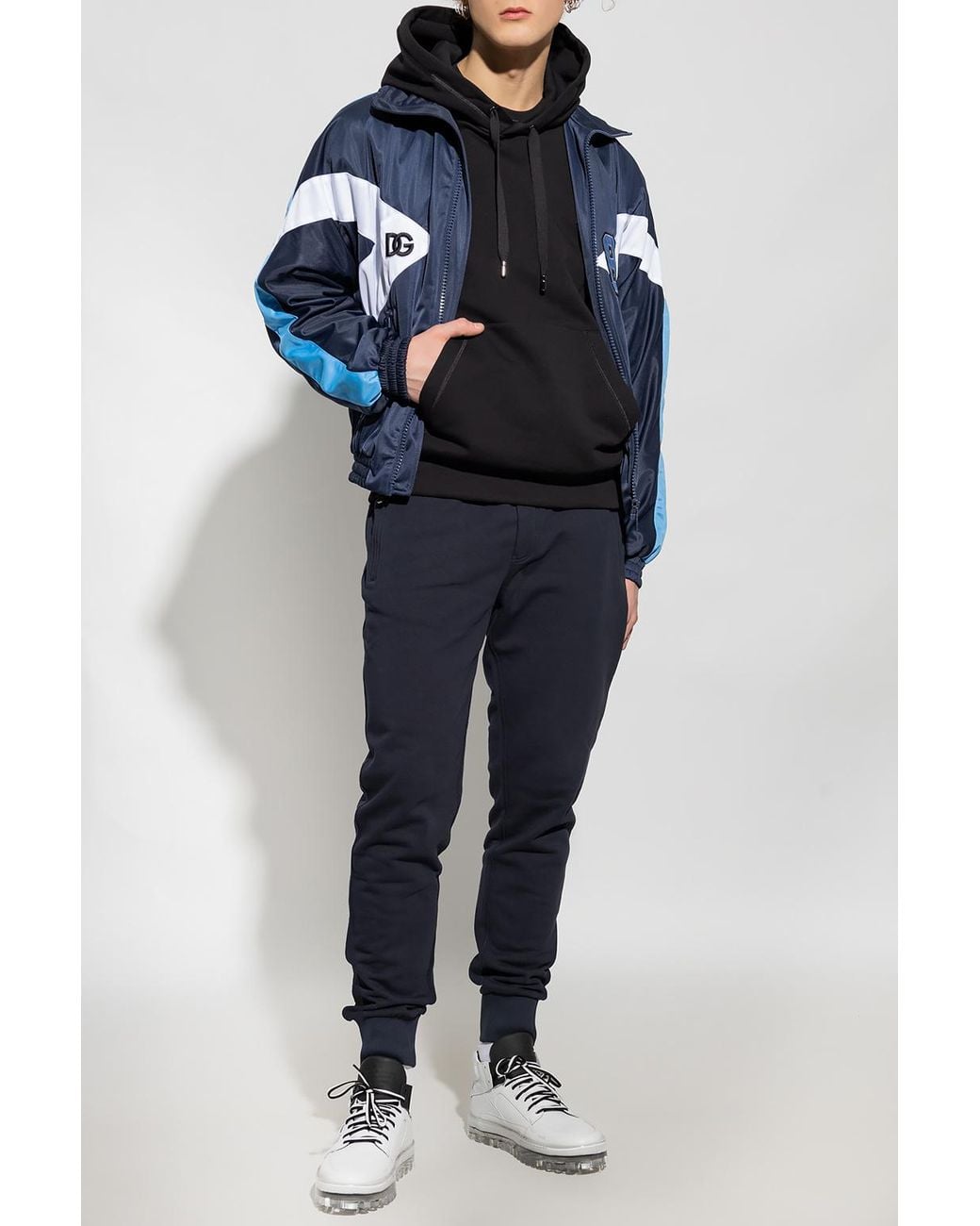 Dolce & Gabbana Blue Hooded Sweatshirt for men