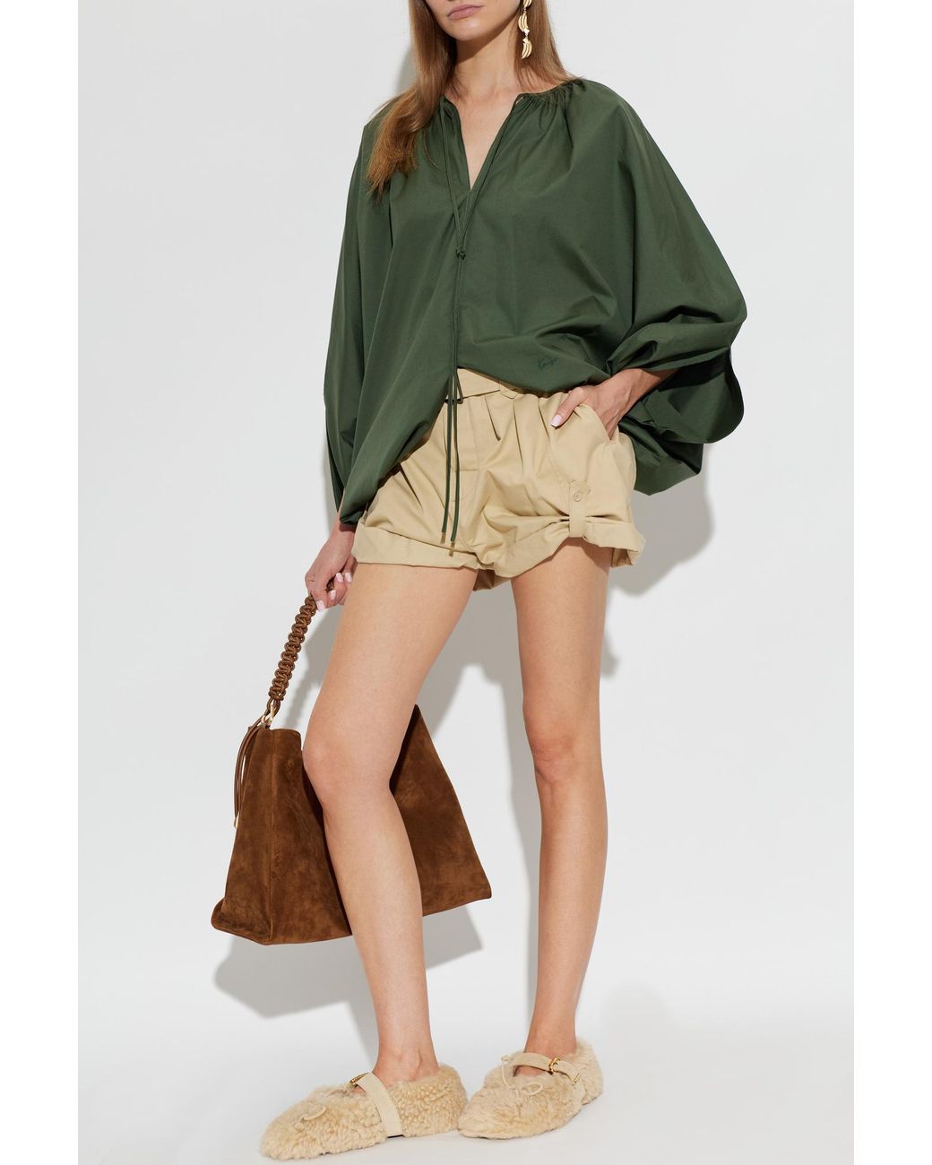 KENZO Green Cotton Top With Embroidered Logo