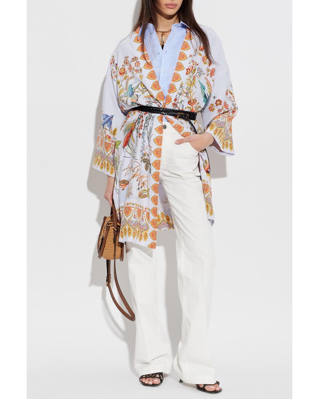 Etro White Silk Coat