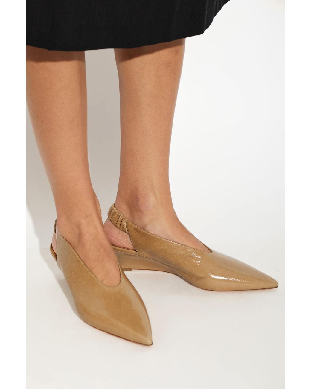 Odissi Brown Leather Wedge Shoes
