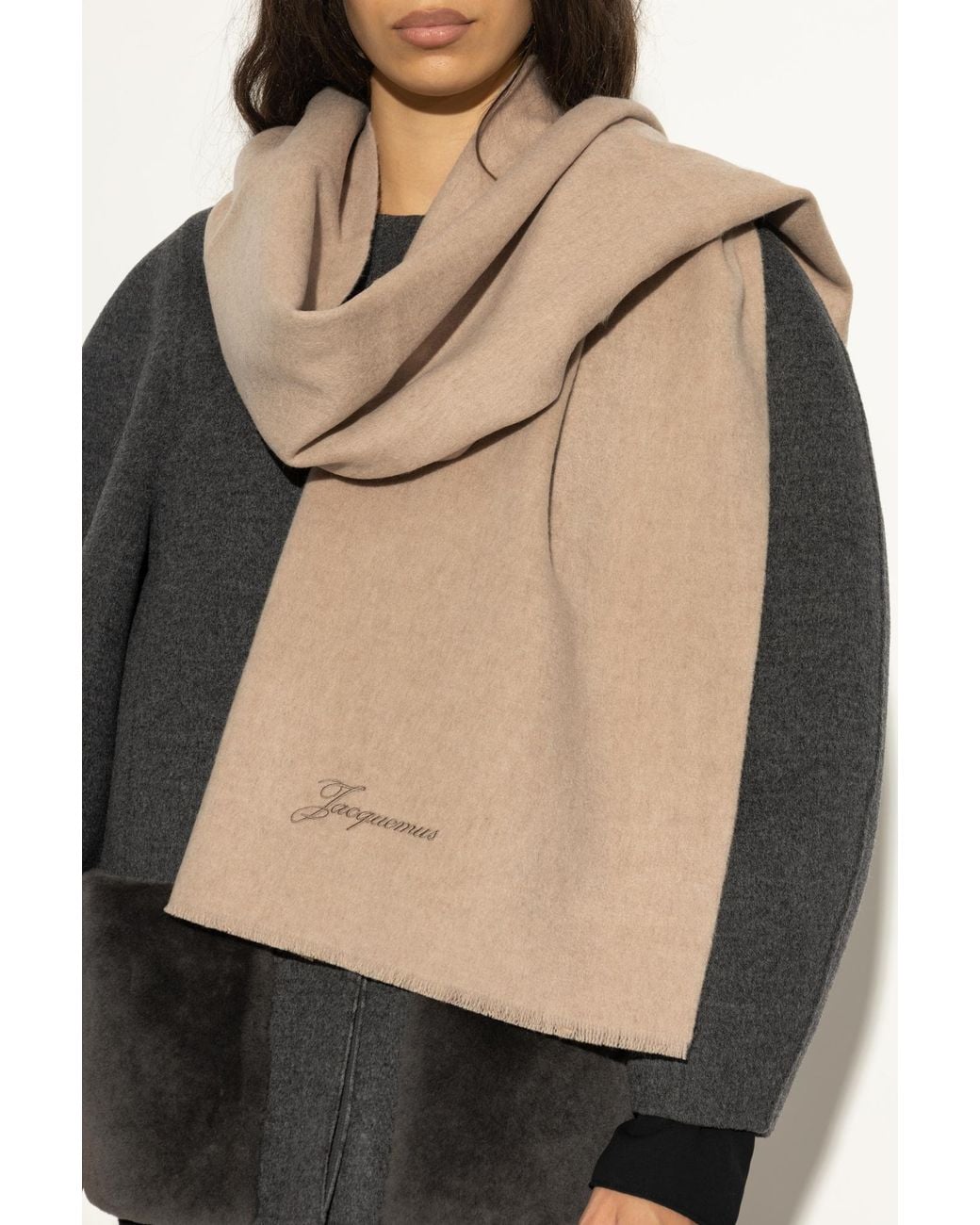 Jacquemus Natural Scarf With Logo