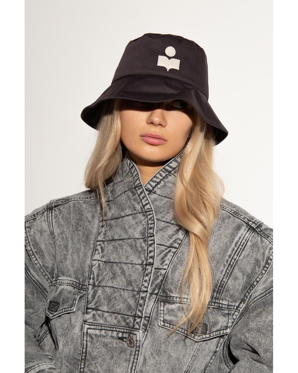 Isabel Marant Cotton Bucket Hat With Logo in Grey (Gray) | Lyst