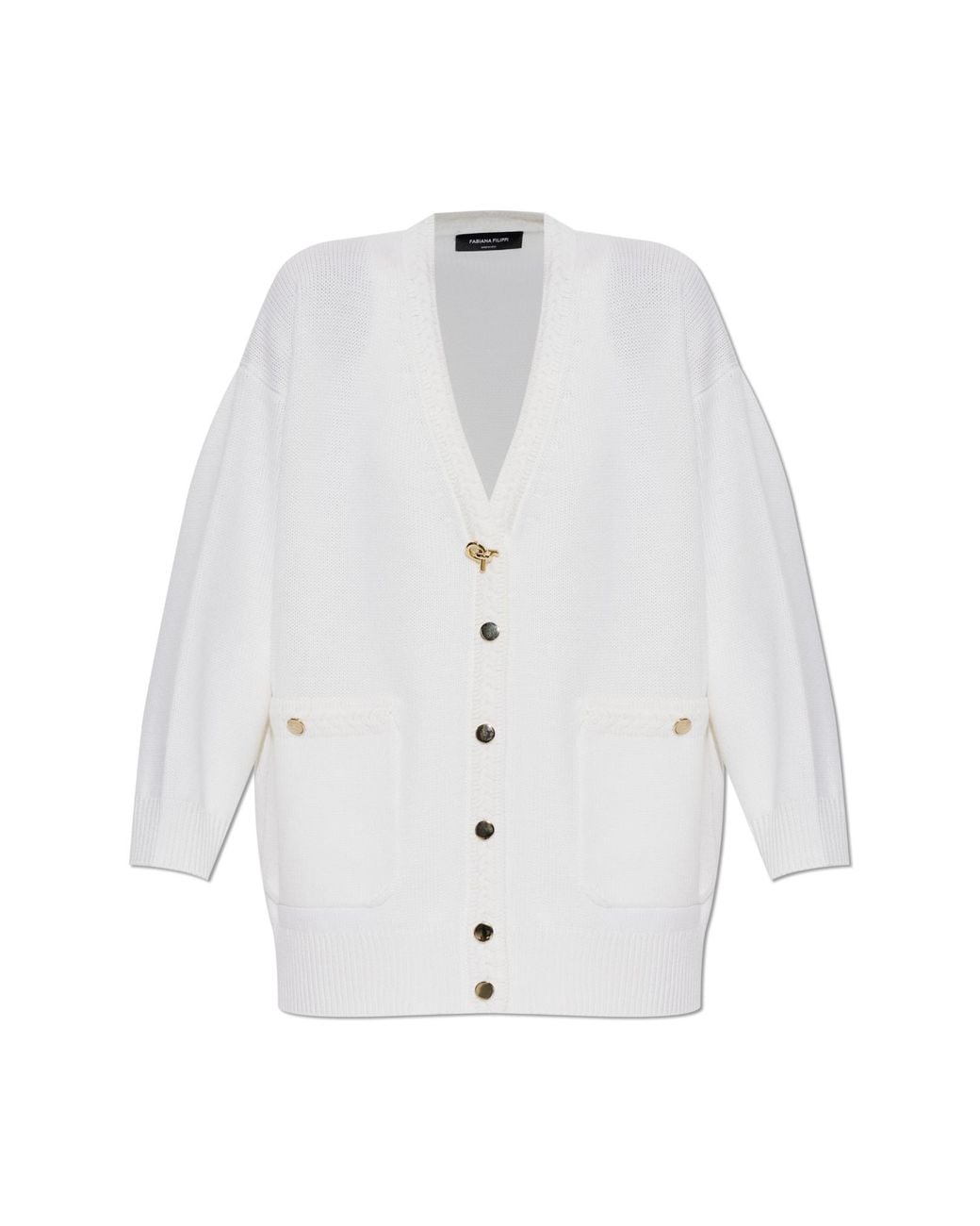 Fabiana Filippi White Wool Cardigan With Pockets
