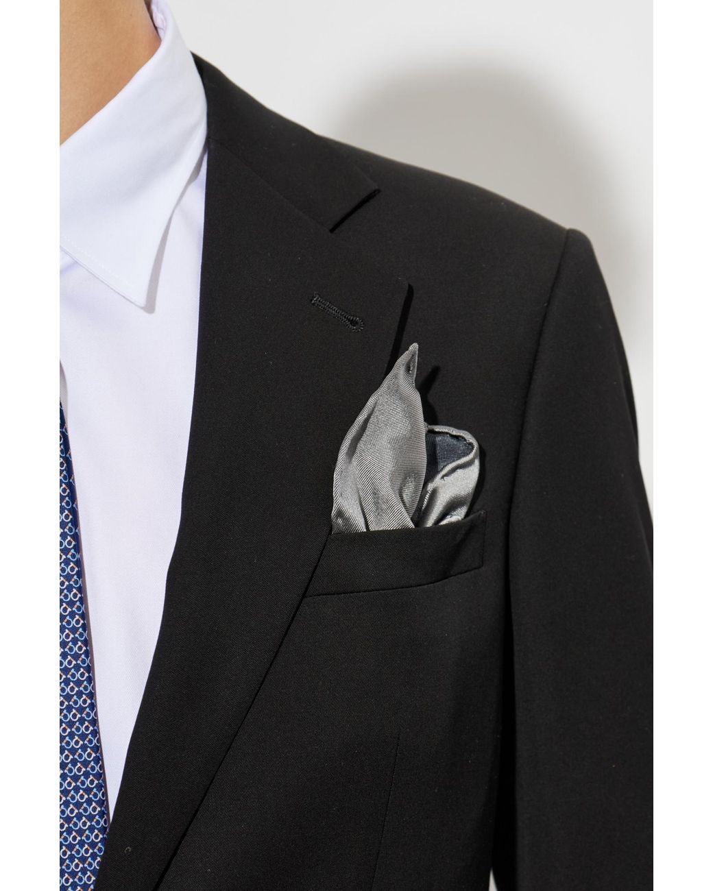 Ferragamo Gray Silk Pocket Square for men