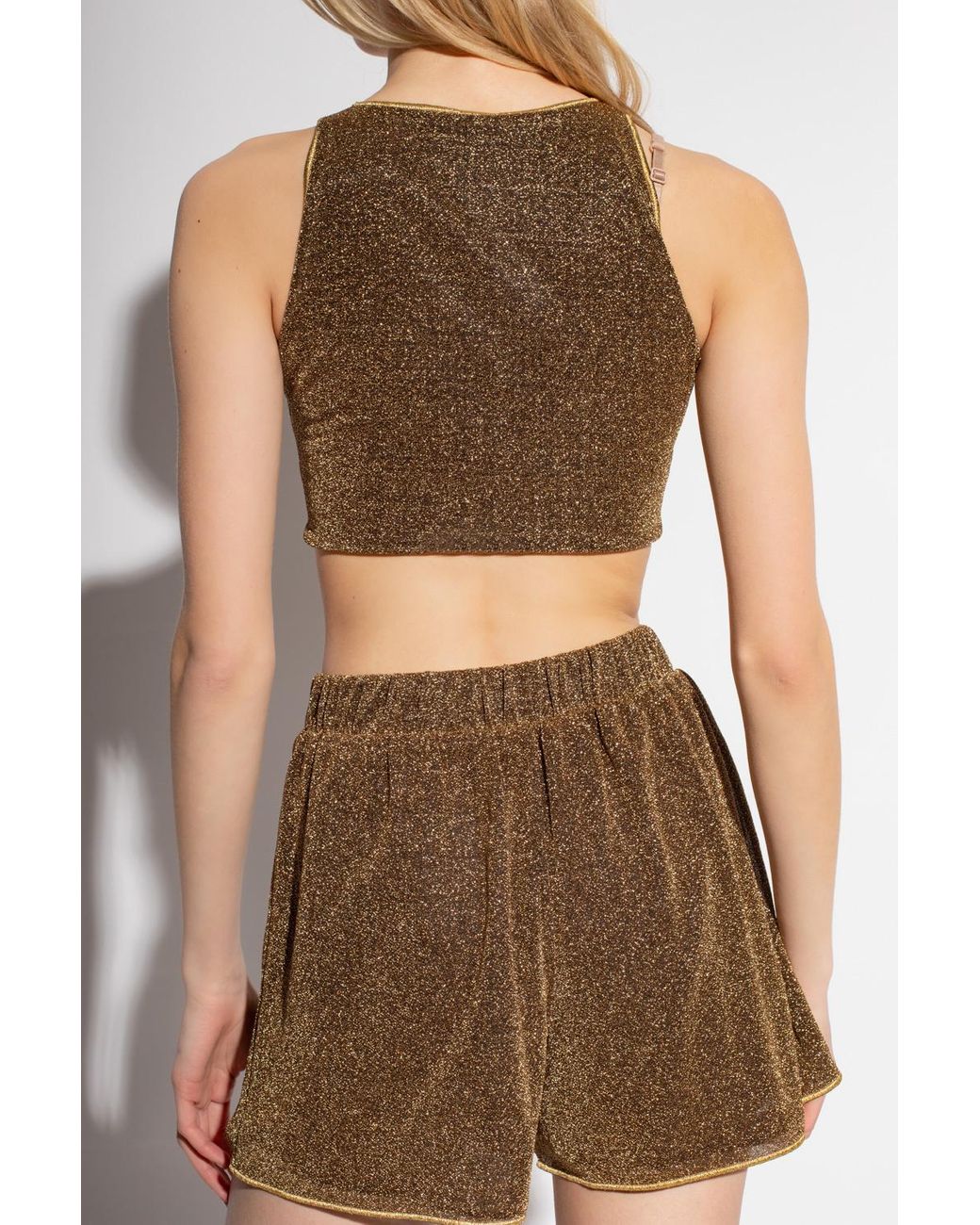 Oséree Cropped Tank Top in Gold (Metallic) | Lyst