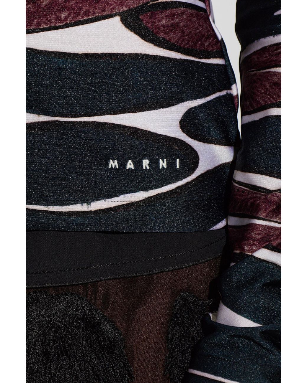 Marni Black Patterned Turtleneck Top