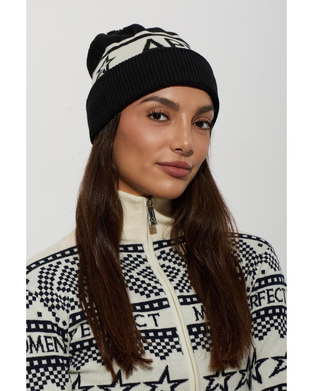 Perfect Moment Black Wool Beanie With Pompom