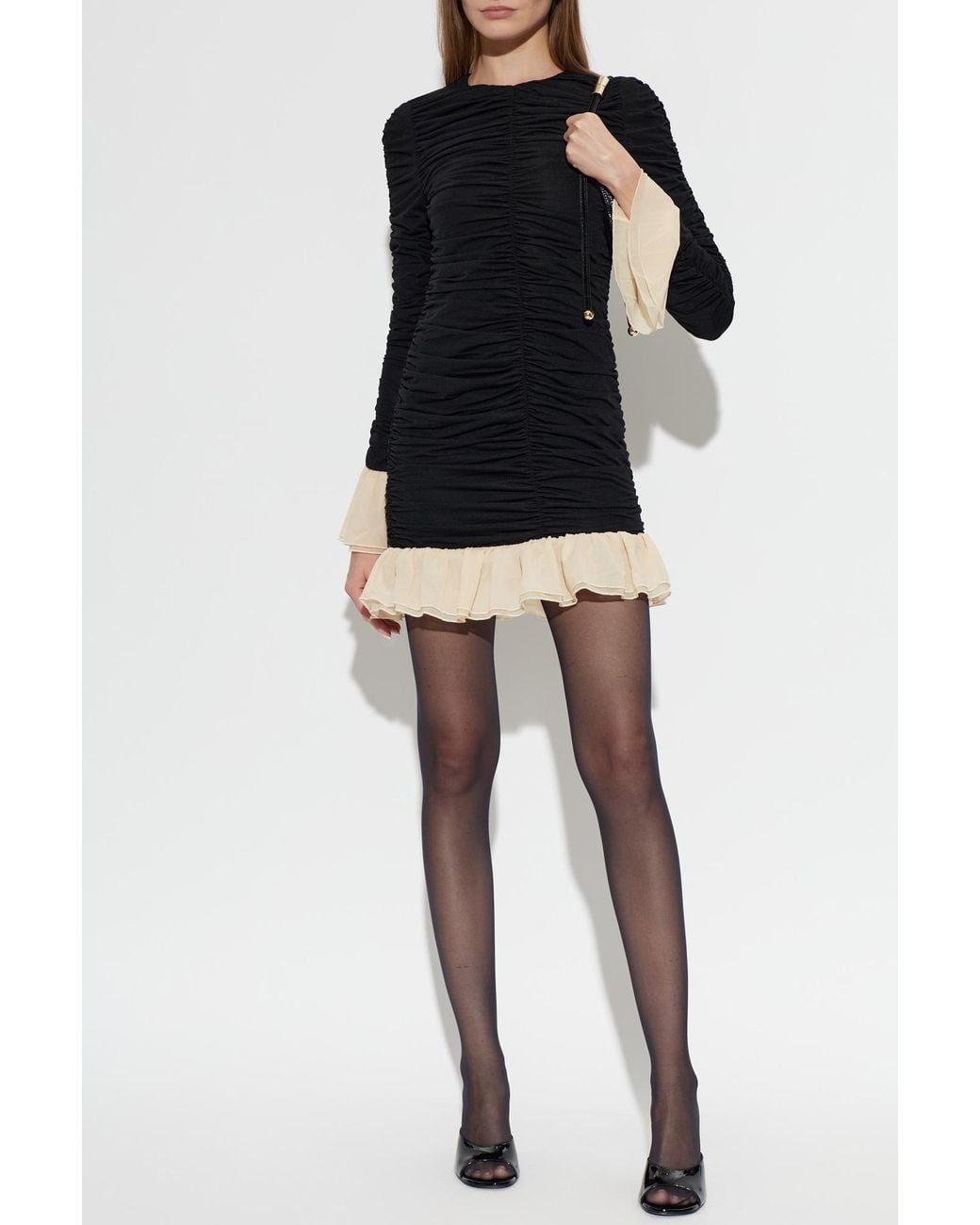 ROTATE BIRGER CHRISTENSEN Black Ruched Mini Dress