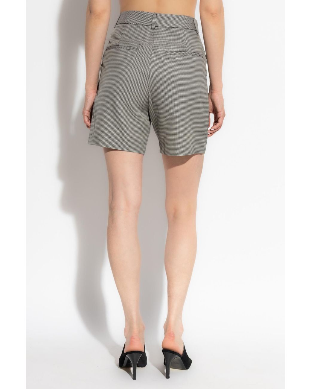 Anine Bing Gray Houndstooth Pattern Shorts
