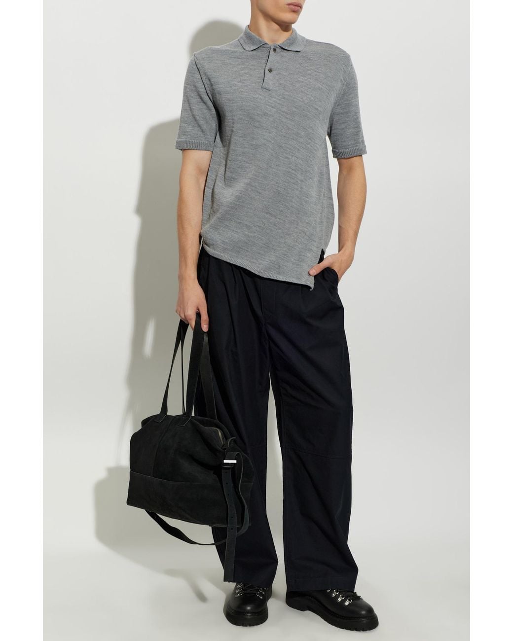 Comme des Garçons Gray Asymmetric Wool Polo for men