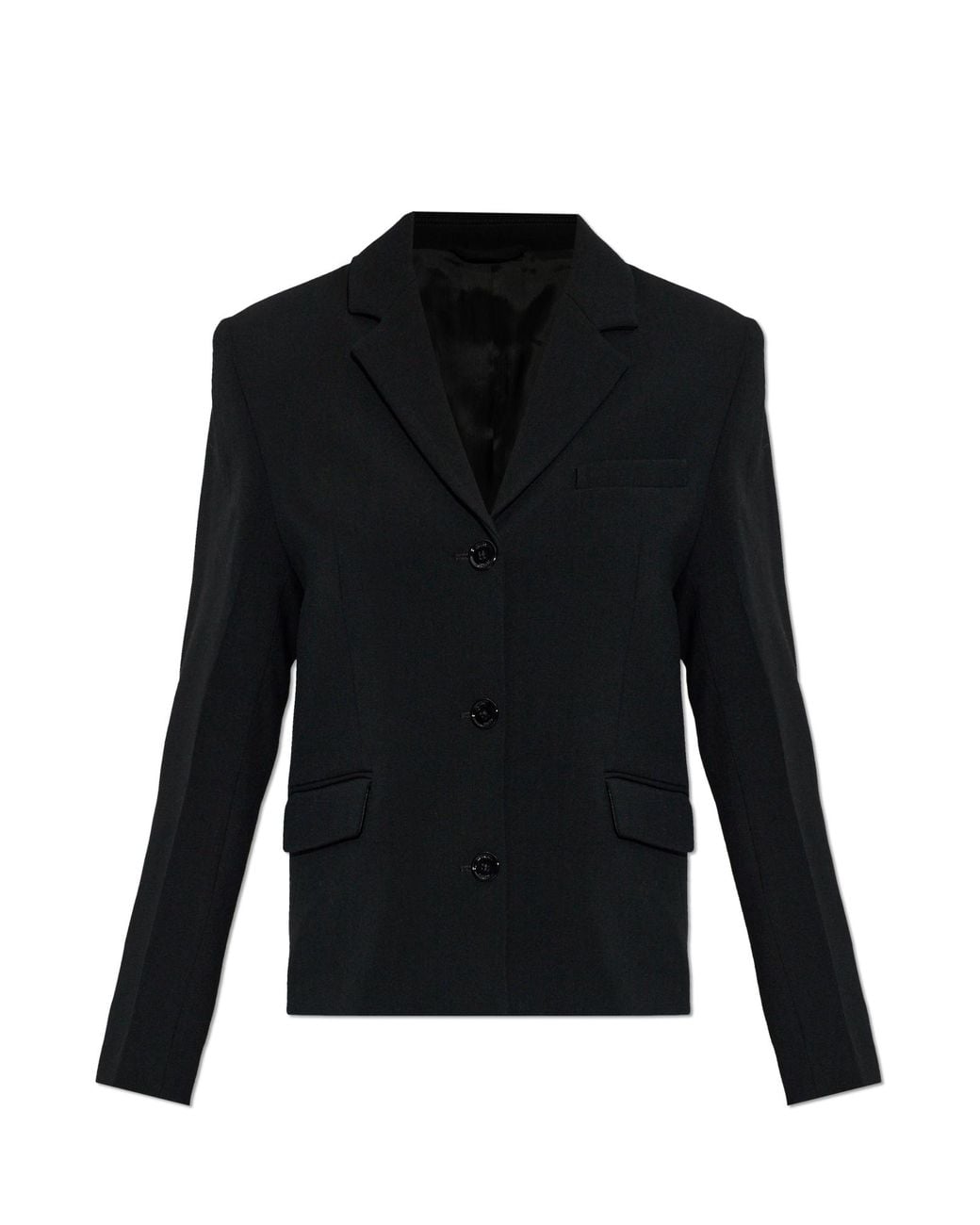 Totême  Black Wool Blazer With Open Lapels