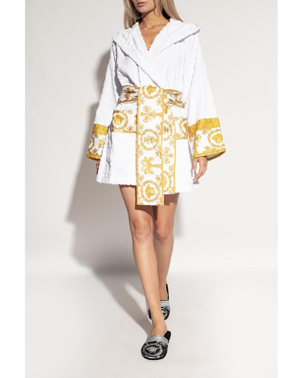 Versace White Baroque Slides