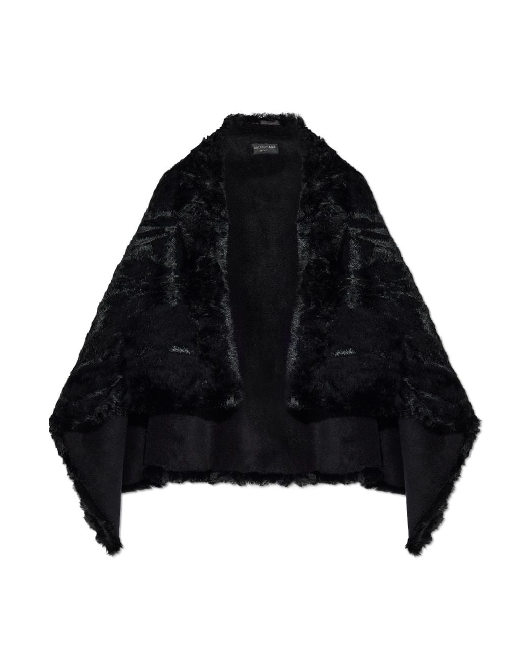 Balenciaga Black Faux Fur Cape From The Skiwear Collection