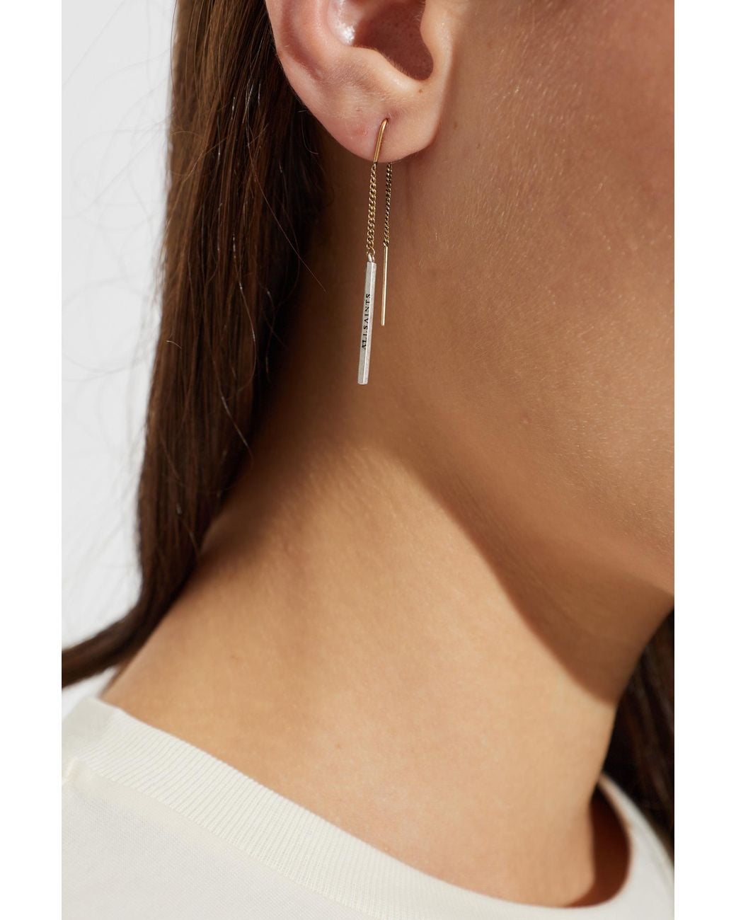AllSaints Metallic Drop Earrings