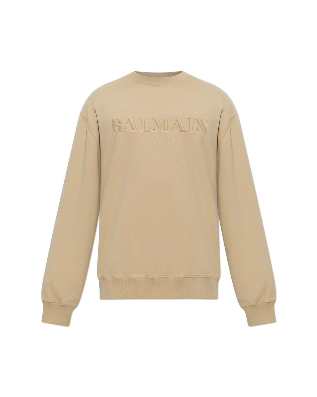 Balmain Natural Sweatshirt With Embroidered Logo for men