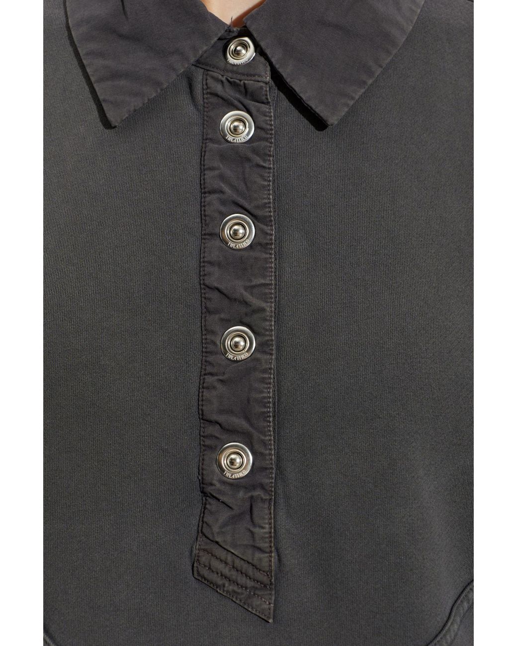 The Attico Gray Oversize Long-Sleeve Polo