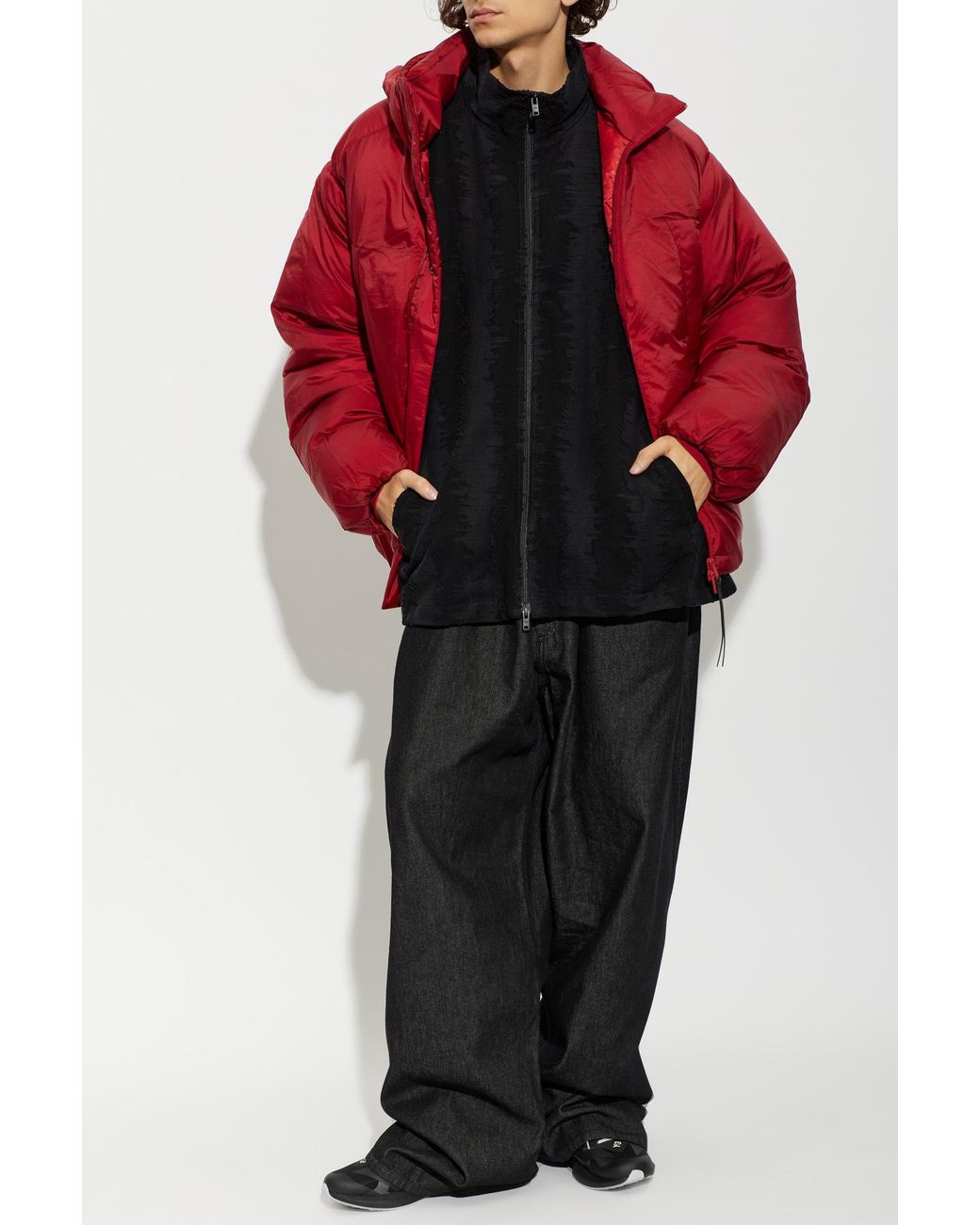 Y-3 Red Down Jacket With Hood for men