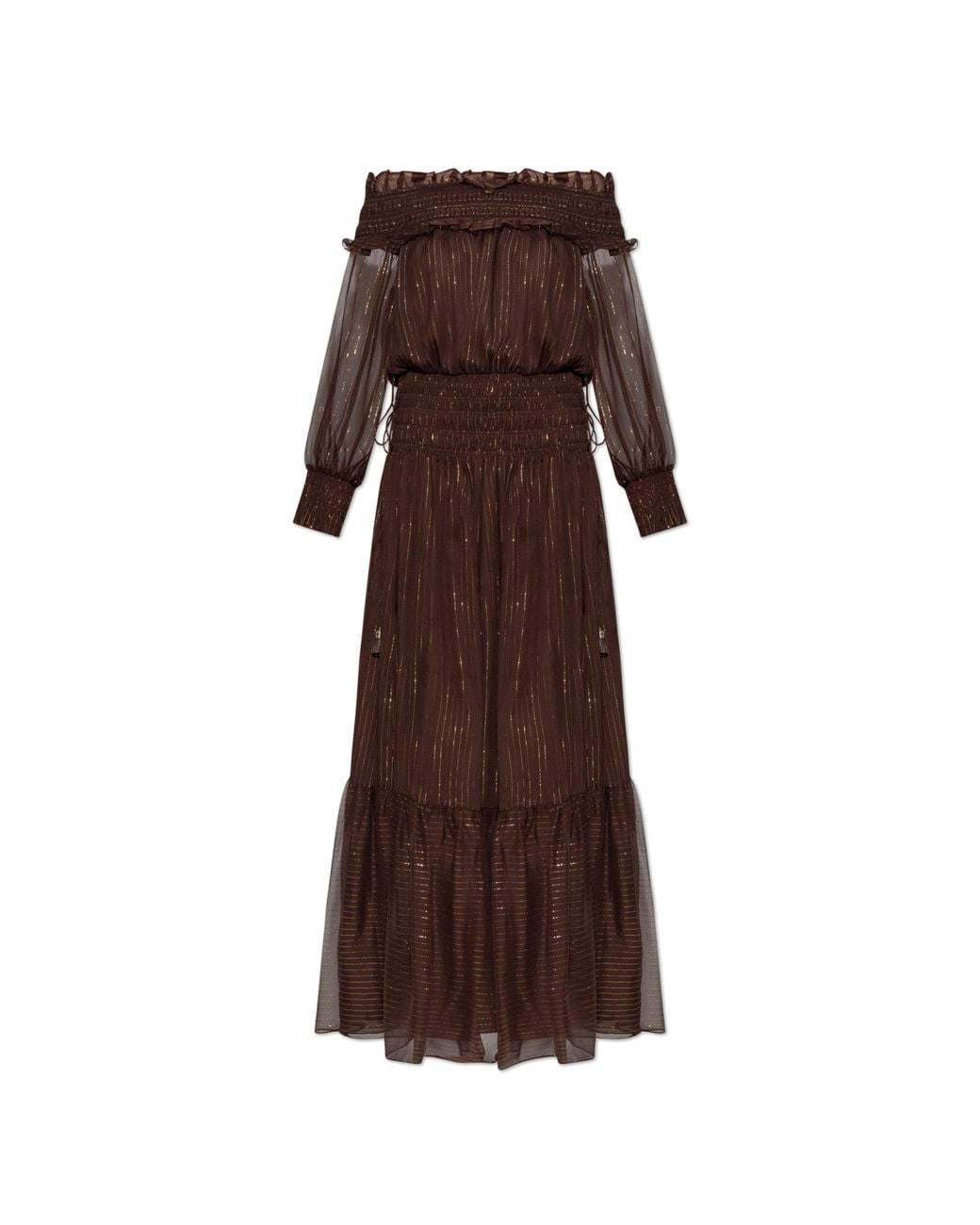 Self-Portrait Brown Dress With Lurex Thread