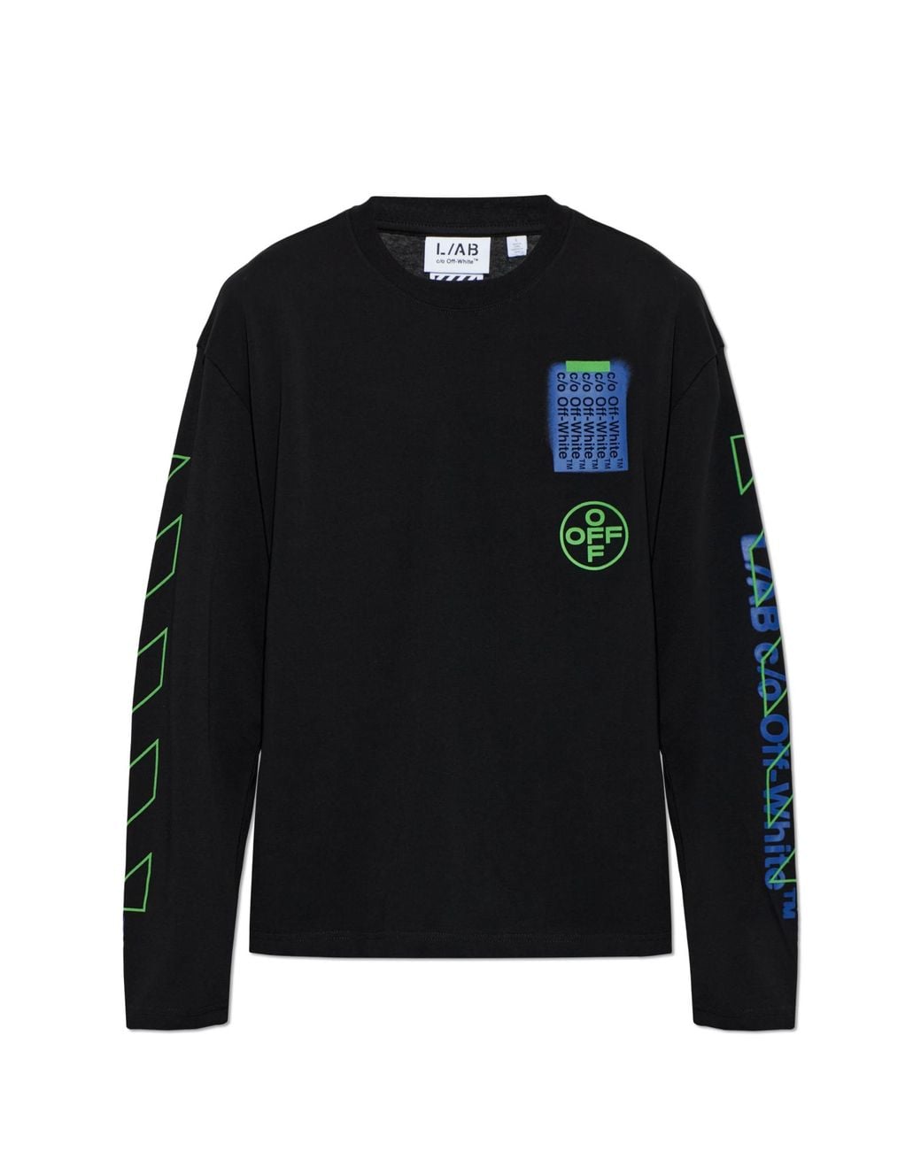 LAB C.O. OFF WHITE Black Long Sleeve T-Shirt for men