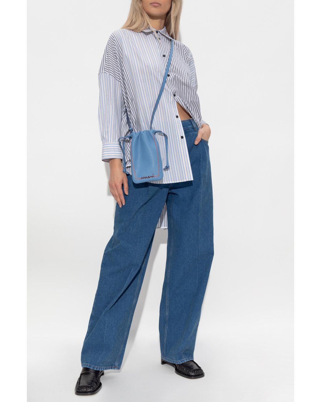 Marni Gray Shirt With Stripe Pattern