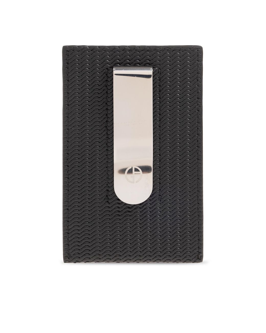 Giorgio Armani Black Card Case With Note Clip for men