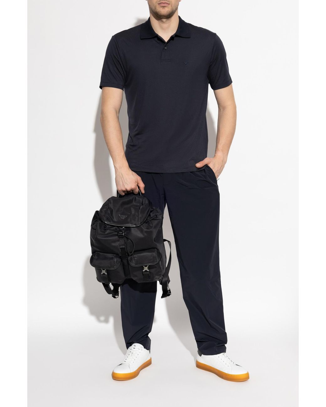 Emporio Armani Blue Creased Trousers for men