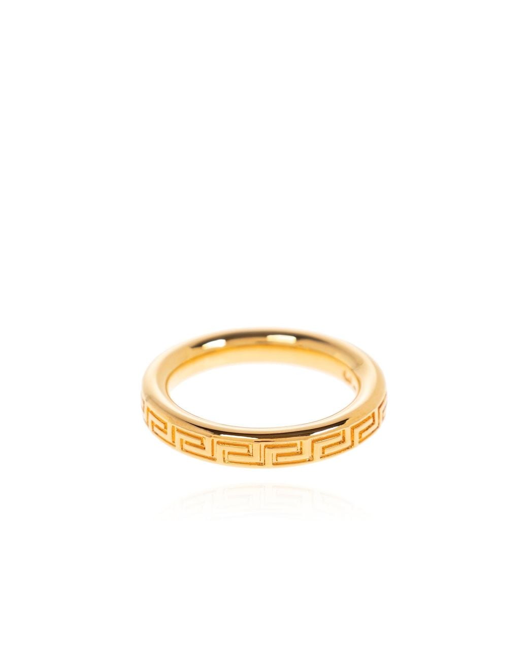 Versace Black Ring With Engraved Pattern