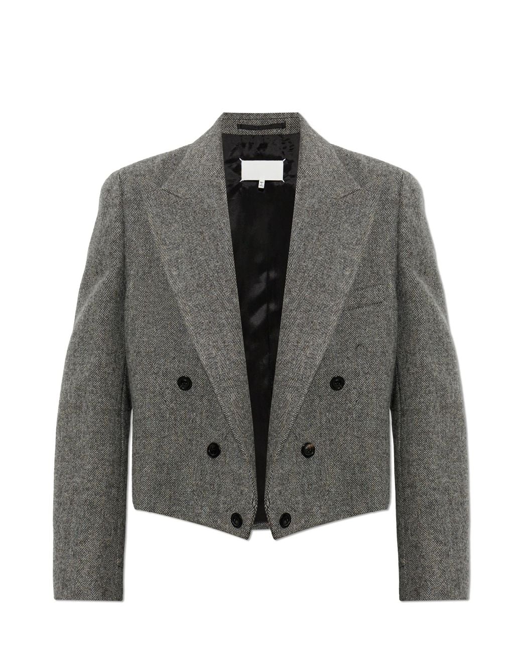 Maison Margiela Black Wool Herringbone Blazer for men