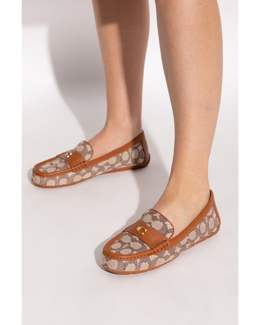 COACH モノグラムローファー ブラウン COACH Loafers With Monogram in Brown | Lyst