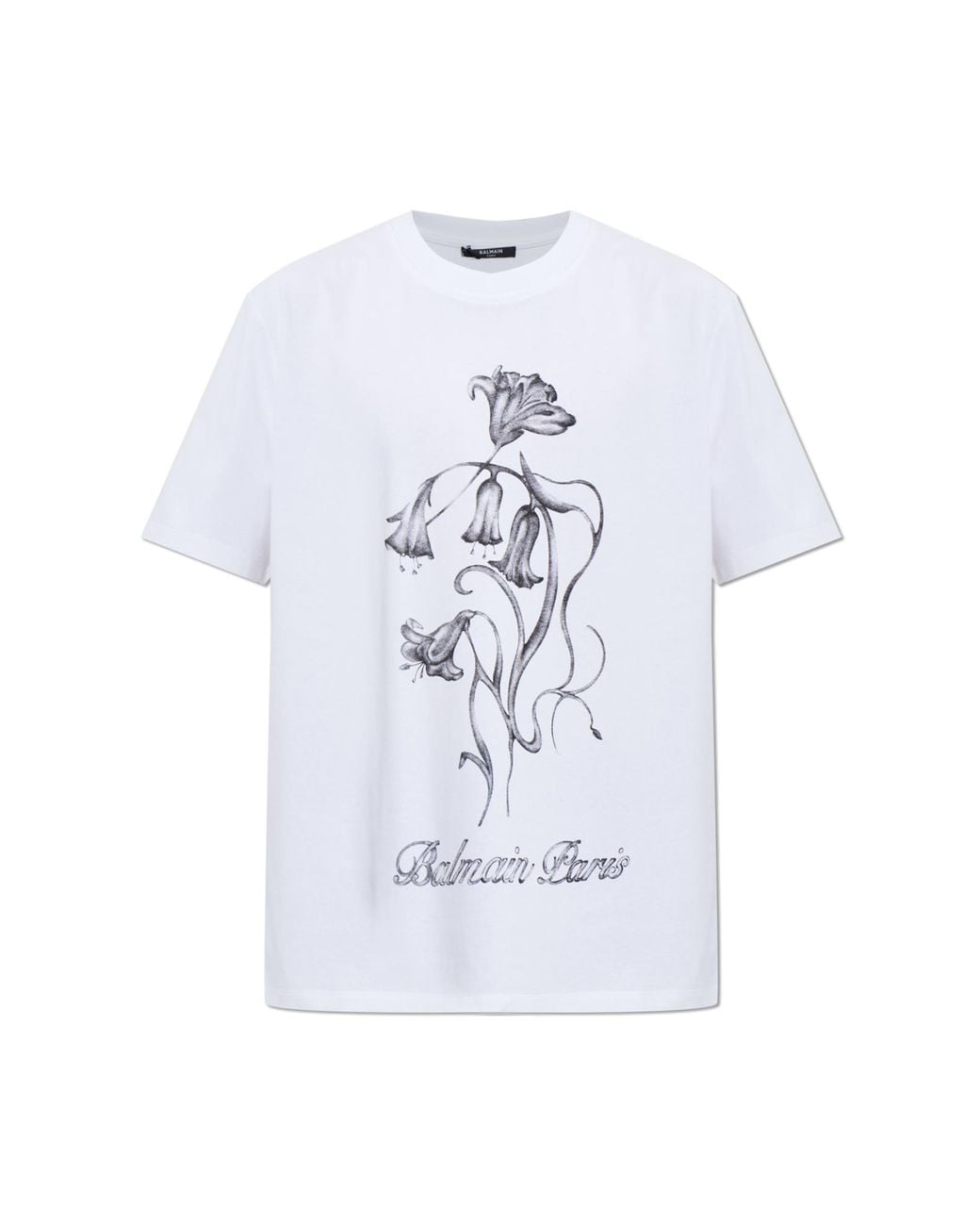 Balmain White T-Shirt With Print for men