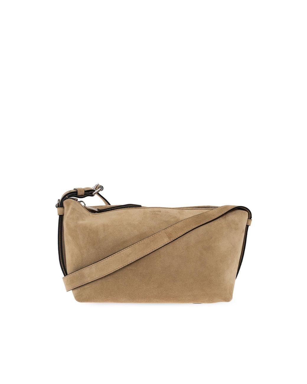 Moschino Natural Suede Shoulder Bag With Logo