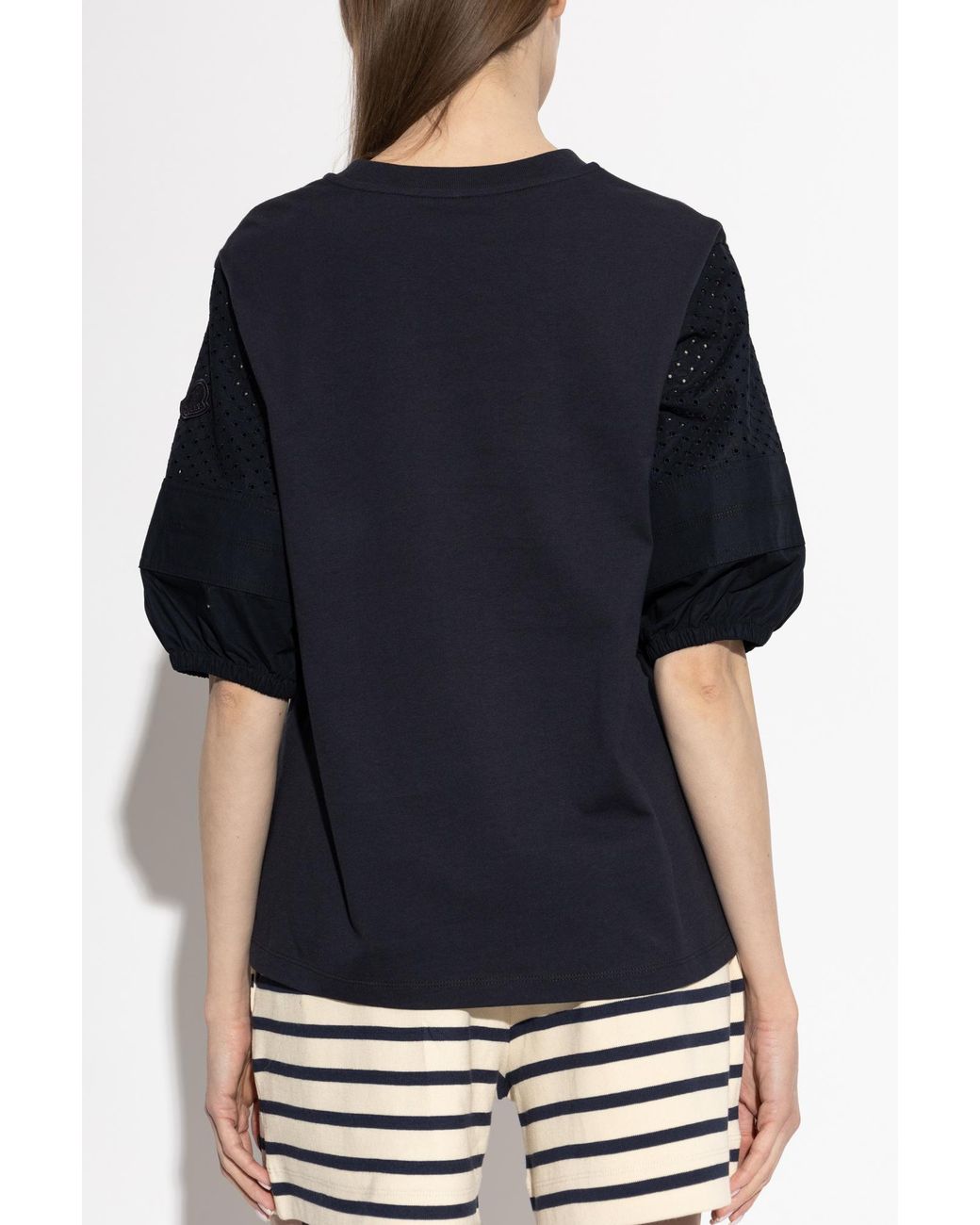 Moncler Blue Top With Puffy Sleeves