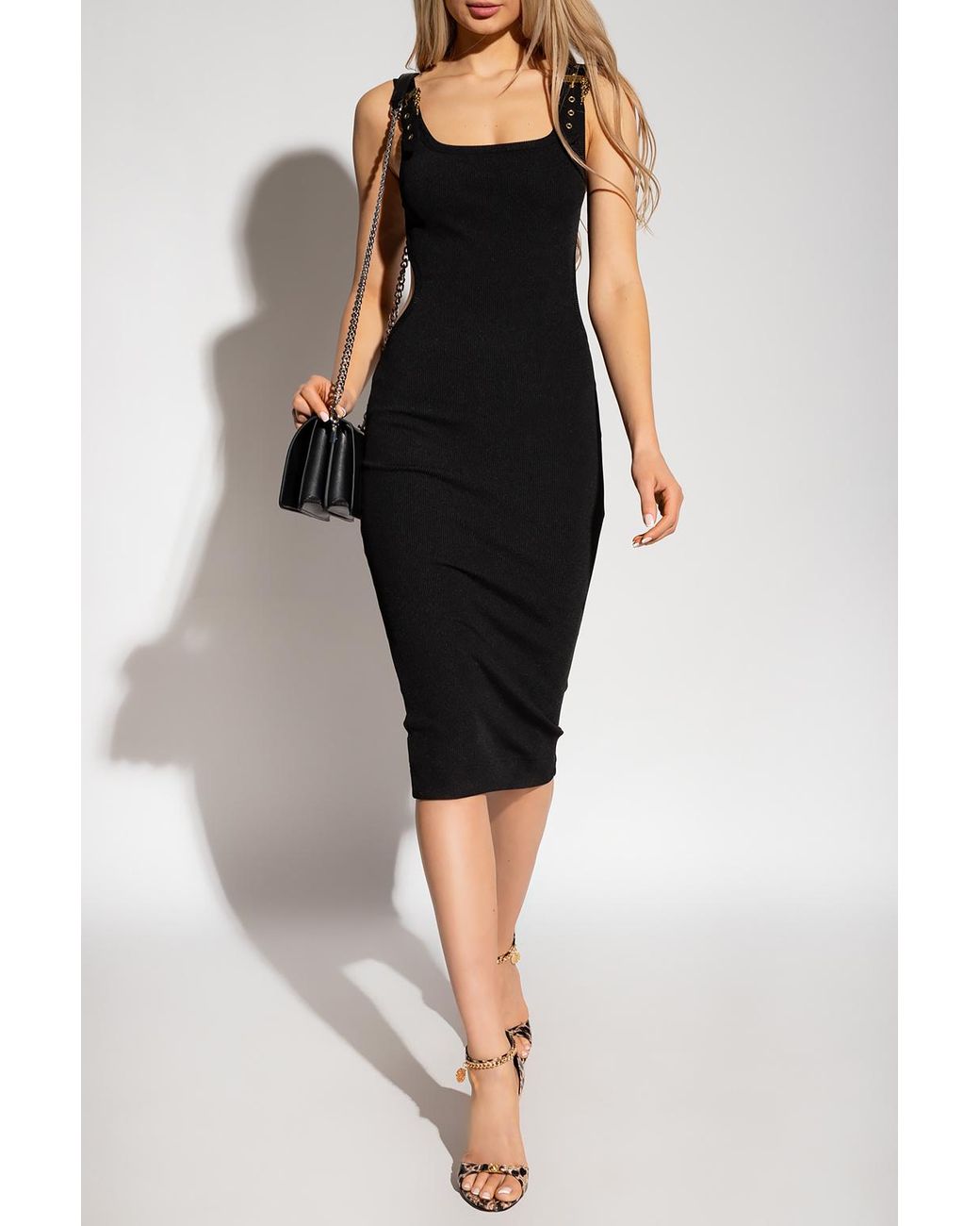 ワンピース VERSACE JEANS COUTURE Woman Dress Black 77HAO96PDW060 909 Baroque Buckle Midi Dress Black,Print | VERSACE US