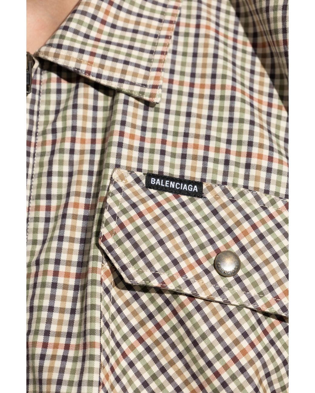 Balenciaga Natural Jacket With A Check Pattern for men
