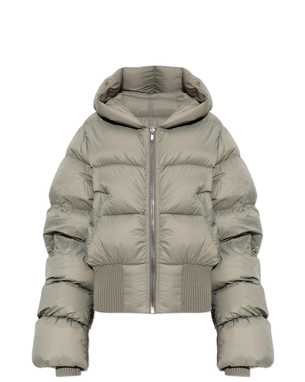 Rick Owens Gray Puffer Jacket With Hood
