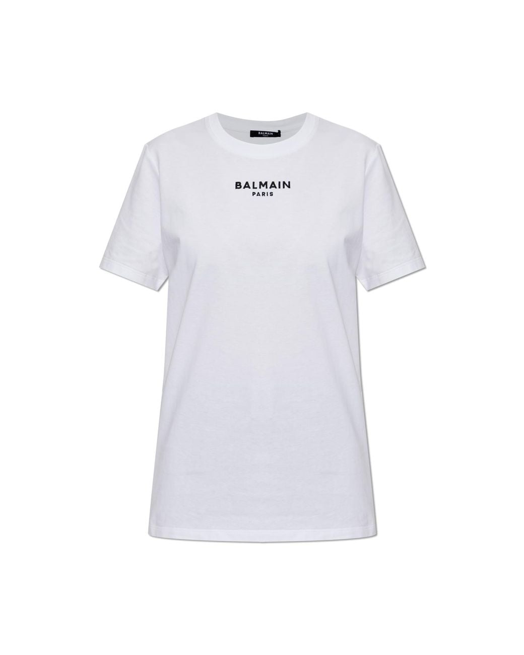 Balmain White T-Shirt With Embroidered Logo