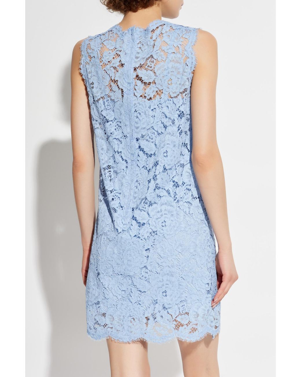 dolce and gabbana light blue lace dress Cordonetto lace sheath dress