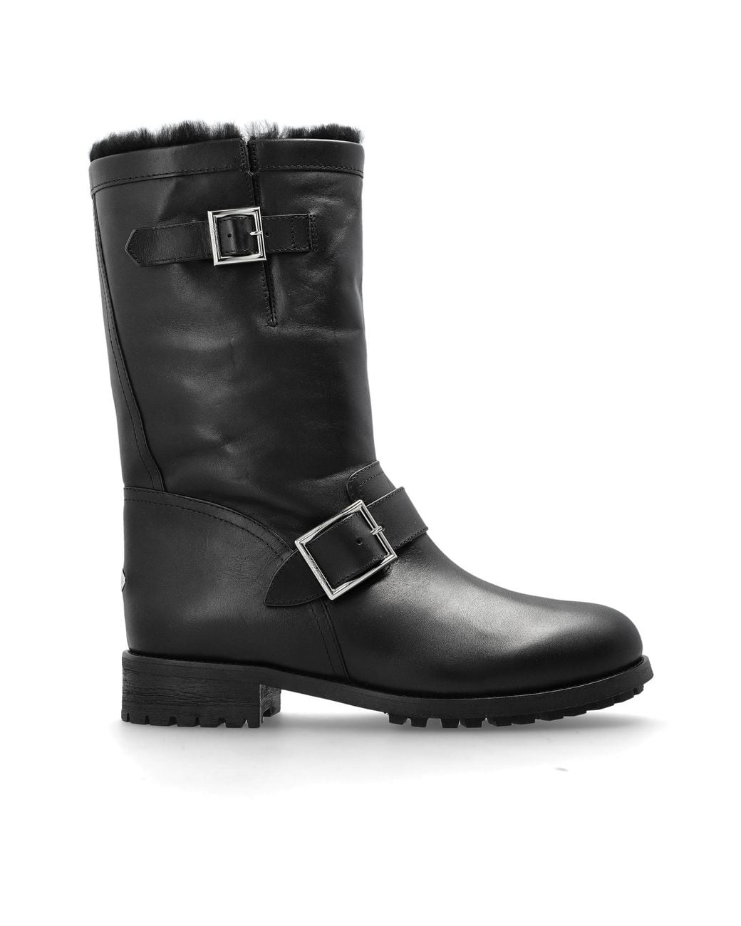 Jimmy Choo Black 'Biker Mid' Leather Boots