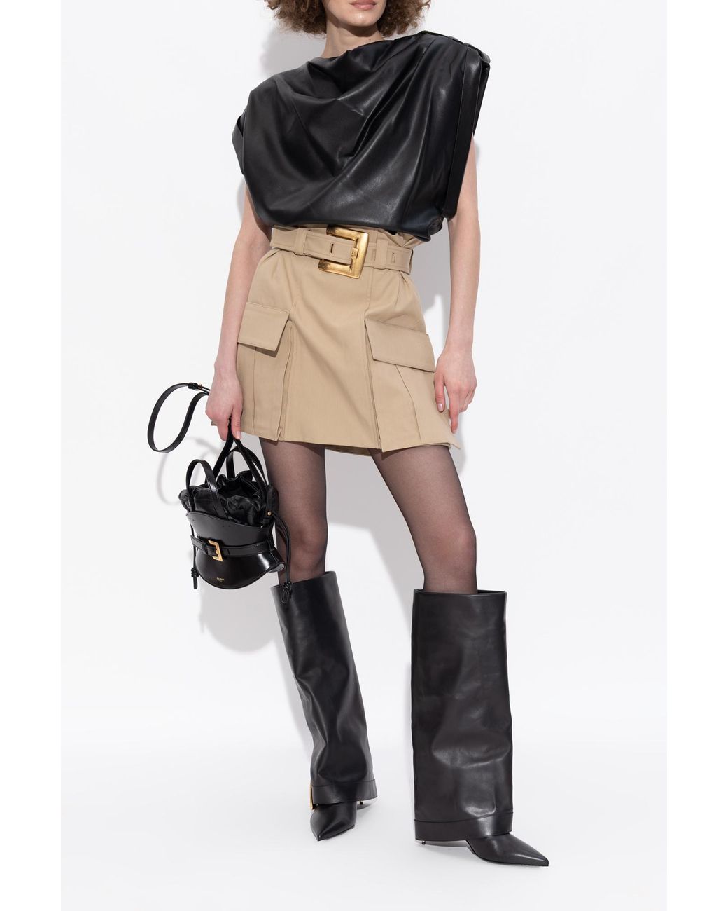 Balmain Black Leather Heeled Boots
